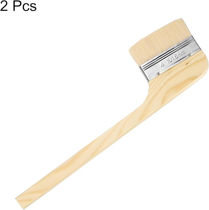 HARFINGTON Paint Brush 2Pcs 4" Brush Width Soft Wool Variety Angled Bend Brushes Radiator Paint Brush for Painting Furniture Walls Treatment, Light Brown