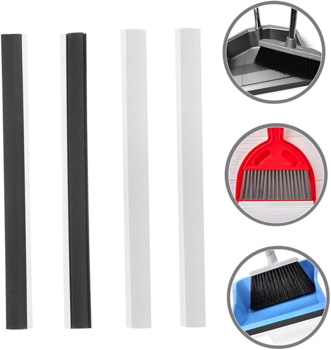 4pcs Rubber Dustpan Replacement Strips Soft Edge Inserts for Dust Pan Weather Resistant Seal Garbage Shovel Accessories for Cleaning Solid Repair Parts