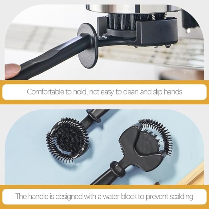 Coffee Machine Cleaning Brush with Detachable Nylon Bristles and Comfortable Handle for Espresso Group Head Maintenance and Machine Cleaning 10.03X2.95X0.78In