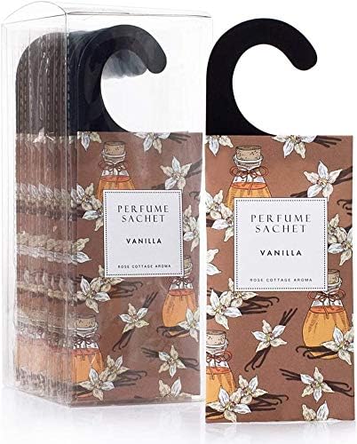 ROSE COTTAGE Large 12 Packs Vanilla Hanging Closet Air Freshener Scented Sachets Long Lasting Smell Goods