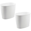 iDesign Slim Plastic Bathroom Trash Can, Small Garbage Bin for Bedroom, Office, Desk, Dorm, 2-Pack, White