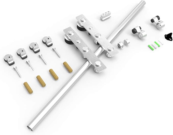 TSMST 7.5FT Sliding Barn Door Hardware Kit - Top Mount Stainless Steel Heavy Duty Track for Single Wood Panel, Slide Smoothly Quietly, Fits 45" Wide (L Style)