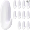12 Pack Medium Utility Hooks, Holds up to 2.5 lb, Damage Free Hanging Hooks Removable Wall Hooks Self Adhesive Hooks, Heavy Duty Sticky Hooks for Hanging Garland Hat Key Coat Wreath Towel
