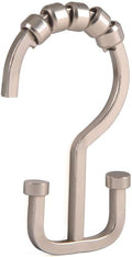 Utopia Alley Deco Flat Double Roller Shower Curtain Hooks, Satin Nickel
