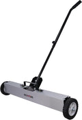 Rolling Magnetic Sweeper with Wheels, Telescoping Magnetic Pickup Tool, 40-Pound Capacity Heavy-Duty Floor Magnet Roller to Pick Up Nails, Adjustable Handle for Garage Yard (24-Inch)