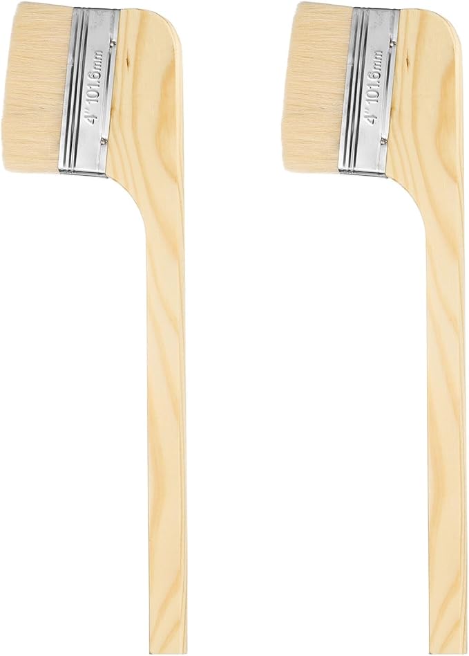 HARFINGTON Paint Brush 2Pcs 4" Brush Width Soft Wool Variety Angled Bend Brushes Radiator Paint Brush for Painting Furniture Walls Treatment, Light Brown