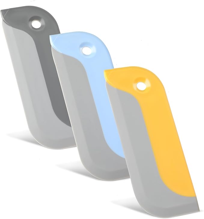 3 Pcs Small Squeegees Mini Rubber Blade Mini Water Scraper Window Tint Tools Glass Cleaner Squeegee Tool for Window, Mirror, Bathroom, Kitchen Countertops and Sink, Car Windshield (3 Colors)