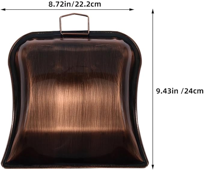 VICASKY Small Handheld Desktop Dustpan in Antique Copper Color, Stainless Steel Reusable Cleaning Shovel with Hook for Home and Office Use