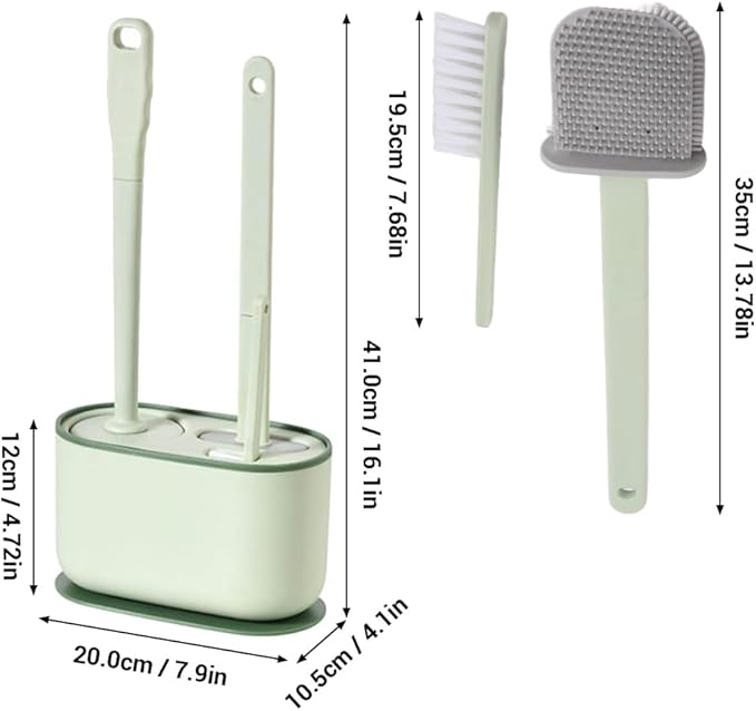 Plastic Toilet Brush Set, Strawberry Green, Bathroom Accessories, Includes 2 Toilet Brushes & Holder