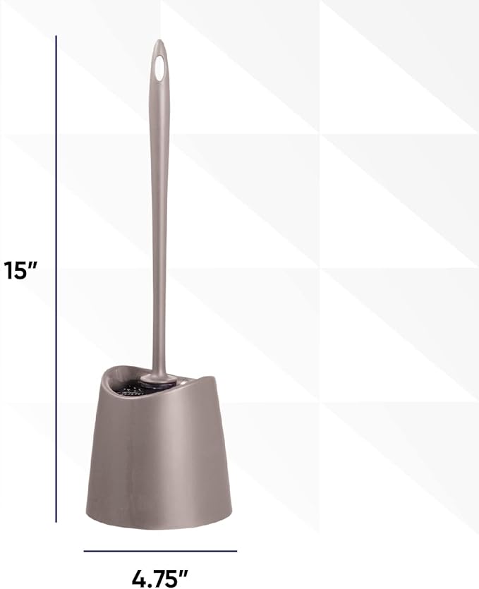 Toilet Brush Cleaner and Holder Taupe 2 Pack Toilet Bowl Cleaner Brush with Scrubbing Wand, Brush and Storage Caddy for Easy Bathroom Cleaning