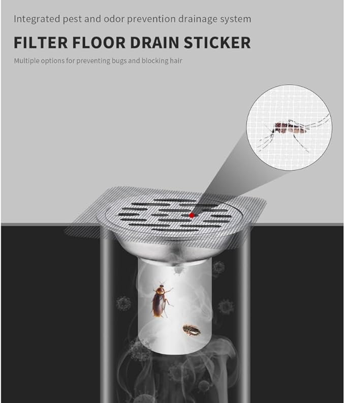 50 Pack Disposable Shower Drain Hair Catcher with Scrapper - Mesh Stickers for Bath, Bathtub, Bathroom, Kitchen Sink, Laundry - Hair Catcher Shower Drain for Human & Pet Hair