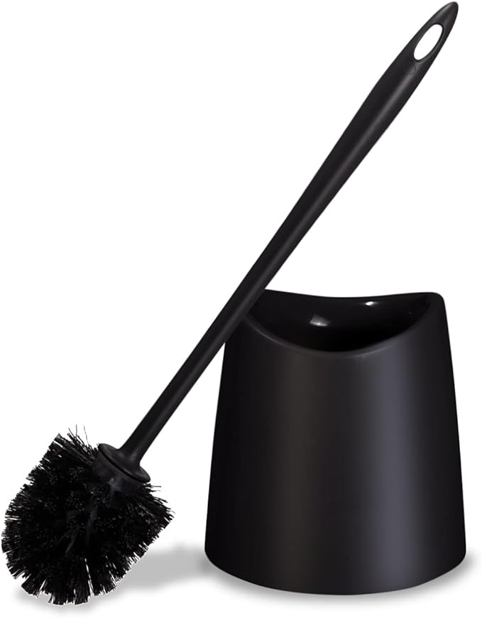 Toilet Brush Cleaner and Holder Black Toilet Bowl Cleaner Brush with Scrubbing Wand, Brush and Storage Caddy for Easy Bathroom Cleaning