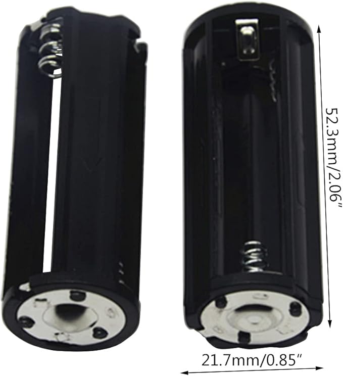 Battery Holder 2PCS Black Cylindrical 3x1.5V Battery Storage Adapter for Case Box Battery Storage Box Aa