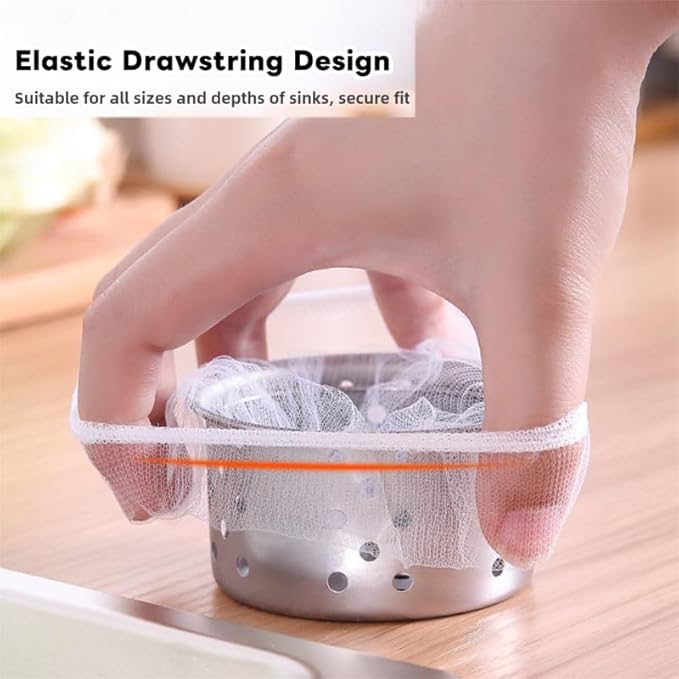Disposable Mesh Sink Strainer Bags (420 Count) for Kitchens, Bathrooms and Showers Precisely captures Hair and Food Debris Easy to Clean Suitable for Kitchen, Bathroom, Shower Drain Pipes.