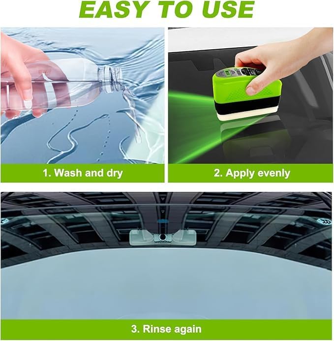 2 Pcs Automotive Oil Film Cleaning Brush, 2.0 Upgrade Clear Car Windshield Oil Film Remover Cleaning Brush for Car Window, Clear Cars Glass Cleaner Tool, Prevents Rain and Fog