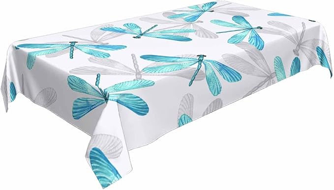 Dragonfly Tablecloths for Rectangle Tables Blue Watercolor Beautiful Dragonfly 52x70 Table Cloth for Wedding Party Banquet,Dining Kitchen Table Cover