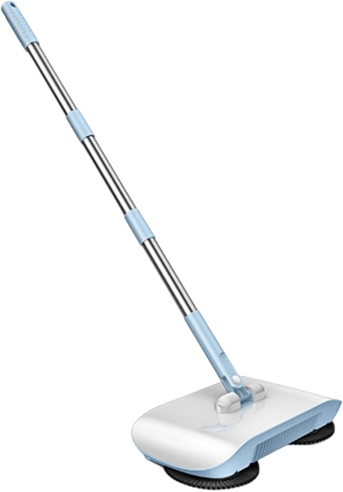 Carpet Cleaner Brush, 2 in 1 Manual Vacuum Sweeper, 180 Degree Rotating Sweeping Mop, Hand Push Sweeper, Home Cleaning Tool for Cleaning Pet Hair, Loose Debris, Lint (Blue)