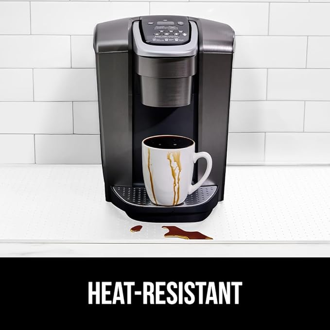 GORILLA GRIP Silicone Coffee Mat, 15x23, Espresso Machine Bar Accessories, Keep Kitchen Counters Clean, Stays in Place, Waterproof and Heat Resistant Dish Drying Mats, Home Decor Essentials, White