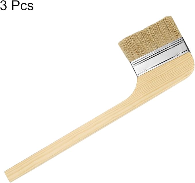 HARFINGTON Paint Brush 3Pcs 4" Brush Width Reusable Variety Angled Bend Brushes Radiator Paint for All Latex Oil Painting Furniture Walls Treatment, Brown