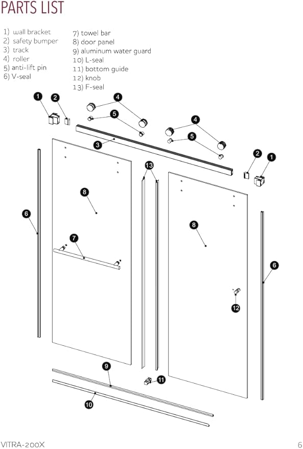 VITRA-200 56.5-59" W x 78" H Twinglide Frameless Shower Door w/ 3/8" Clear Tempered Glass (Chrome)