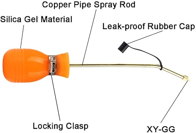 Powder Duster - Large Diatomaceous Earth Bulb Duster Applicator with Long Copper Tube Garden Puffer for Multi-Purpose Indoor and Outdoor Use (Orange)