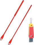 3pcs Silicone Straw Brush and Cup Lid Cleaning Brush, Ultra Long Straw Cleaning Brush Reusable Bendable Silicone Straw Cleaner Pipe Brush Cup Lid Cleaner for Cleaning Bottles Straws (6mm+8mm, Red)