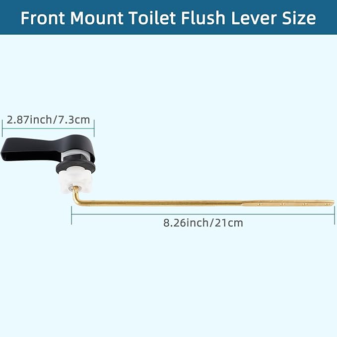 Black Metal Toilet Handle Lever Flush Replacement, Universal Front Mount Toilet Handle Compatible with American Standard/Mansfield/Gerber with Stainless Steel Flapper Chains, Toilet Repair Kit