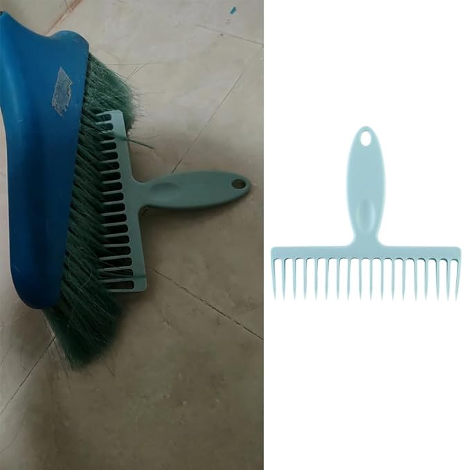 2 Pack Broom Cleaning Tool Hair Removal Comb Cleaner for One Sweep Broom Commercial Dust Mop Floor Sweeper Stand Up Broom Upright Dustpan Combo Set Removing Hair Dust on Brooms