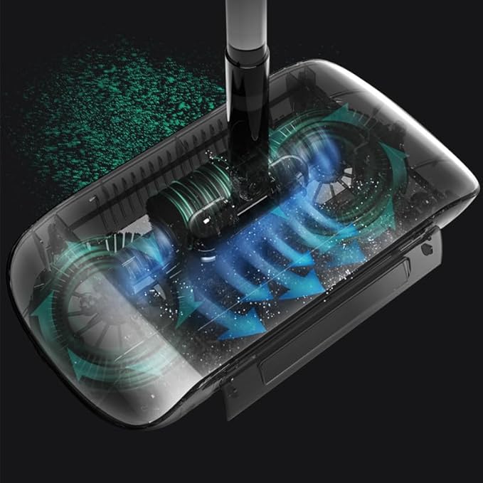 2 in 1 Carpet Sweeper Cleaner, Vacuum Broom Powerful Manual Vacuum Cleaner Hand Push Sweeper Mop Cleaning Machine with Cloth (with One Cloth), Blue