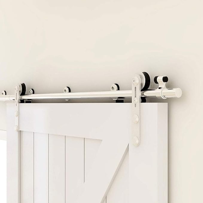 TSMST 4FT Sliding Barn Door Hardware Kit, Stainless Steel Heavy Duty Sturdy Barn Door Track for Single Wood Door, Slide Smoothly Quietly (I Style)