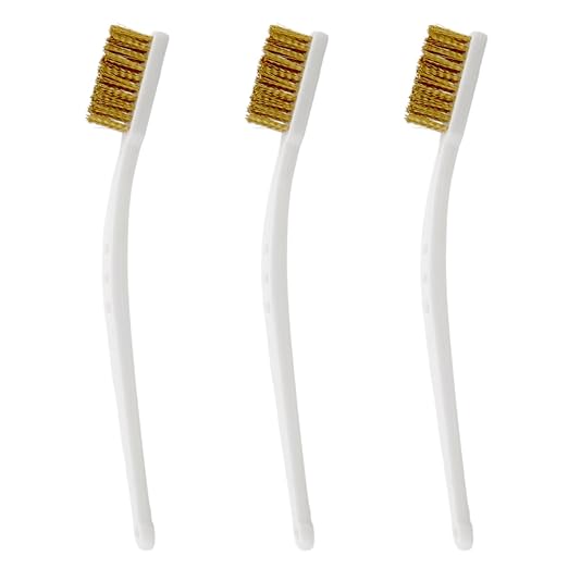 Small Brass Brush 3PCS Brass Wire Brushes for Cleaning, 3D Printer Nozzle Cleaning Brasses Wire Toothbrush Tool, Brasses Brush Handle Hot End Toothbrush for Polishing & Rust Removal