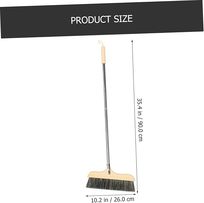 VICASKY Soft Bristle Broom with Long Handle Static Hardwood Floor Cleaning Brush for Home and Office Thick Bristles for Pet Hair and Dirt Removal Indoor Outdoor Sweeping Tool