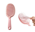 Self Cleaning Hair Brush, Easy to Clean, Curved Vented Detangler Brush for Faster Blow Drying for Women Men Kids, Wet & Dry Hair (Pink)