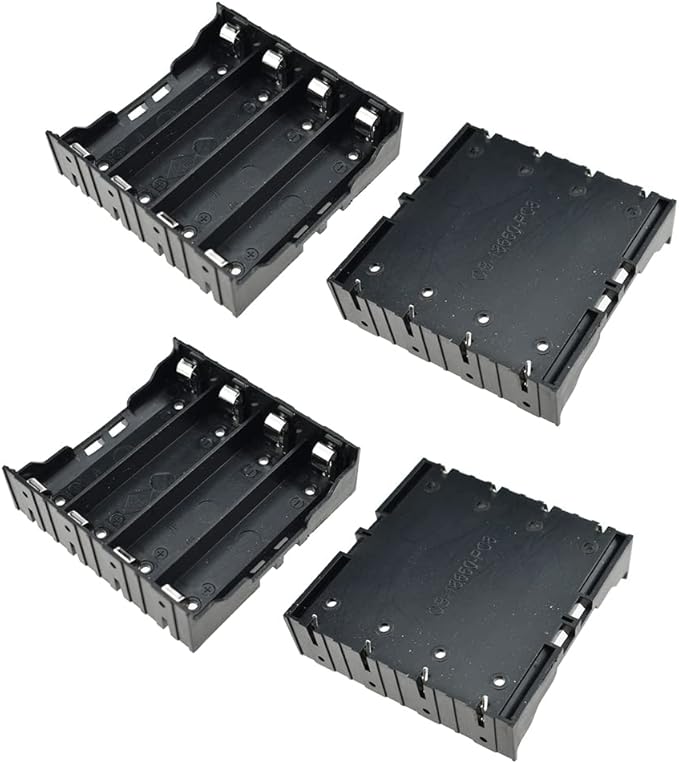 HAHIYO 3.7V 18650 4 Slots Battery Holder with Pin Less Additional Resistive Loss Allows Fully Contact Independent Batteries Bay Case Storage Box 4 PCS for DIY Toy Rechargeable Power System