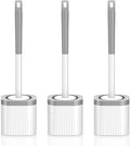 Toilet Brush, Compact Toilet Brush and Holder Set with Nylon Bristles 3 Pack Toilet Bowl Brush Hidden Scrubber Brushes for Bathroom Deep Cleaning, Grey & White