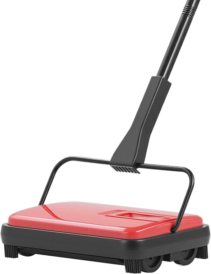 Happybuy Red Manual Carpet Sweeper - 300ml Dustbin, 6.7" Cleaning Width for Pet Hair & Dust on Carpets & Hard Floors, No Power Needed