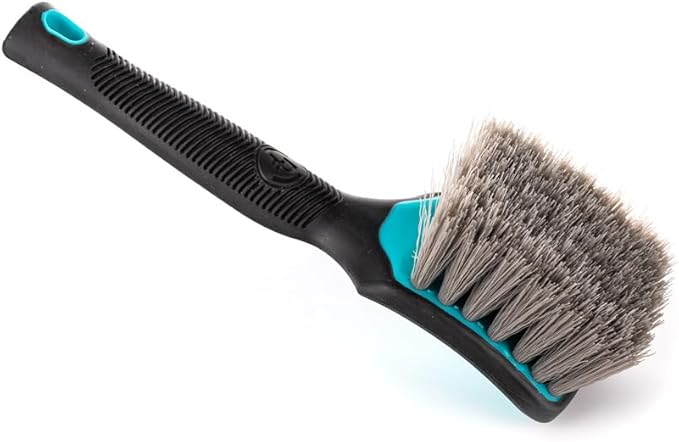 Detail Factory - ProGrip Tire Brush - Ergonomic ProGrip Handle, Stiff Synthetic Bristles, Ergonomic Design, Clean Your Tires with Ease - Octane Riptide