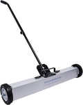 Rolling Magnetic Sweeper with Wheels, 30-Inch 45 Pound Capacity, Adjustable Handle&Floor Magnet Clearance Height, Metal Pick Up and Nail Magnet, Floor Sweeper for Construction, Shop, Yard