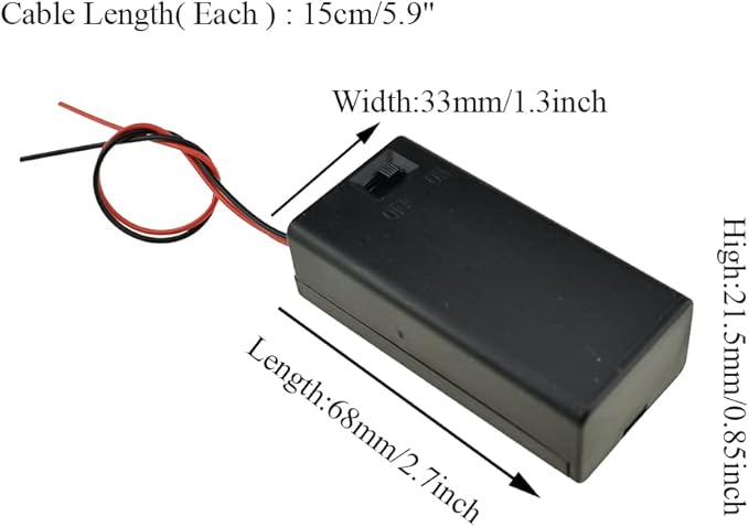 HAHIYO 9V Battery Holder Bundle with Wire Sturdy Cover Durable Snap Contact Build-in Switch Batteries Black Case Easy Install 4 Pieces for Wall Clocks Ham Radio Kids Toys