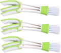 GLEAVI 3pcs Double-Ended Car Air Vent Cleaning Brush Set Green, Air Conditioner Duster for Interior Vents and Dashboard Detailing Tools