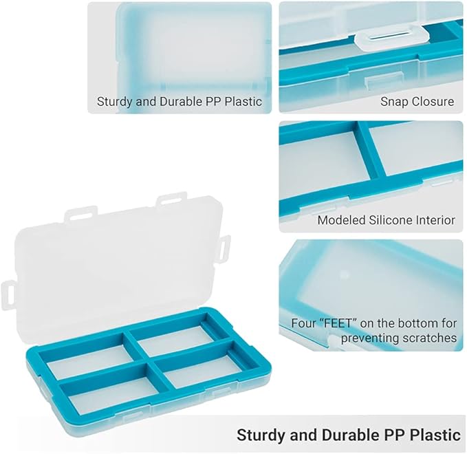JJC Silicone 9V Battery Case Holder Organizer, PP Battery Storage Box for 4pcs 9V Batteries, Water-Resistant with 4 Snap Latch for Secure Protection