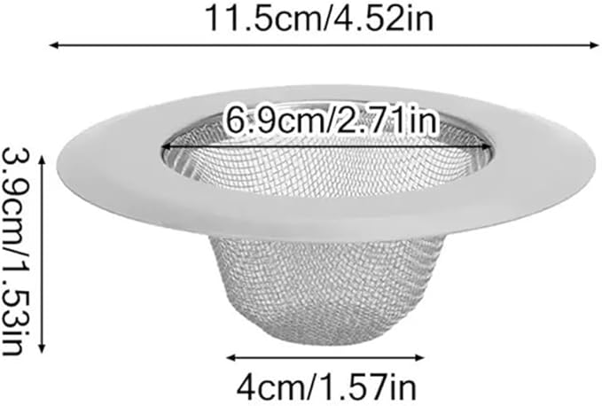 2Pcs Kitchen Sink Strainer, Stainless Steel Mesh Drain Filter, 4.52 Inch Wide Rim, Food Debris Collection (2, 4.52 Inch)