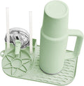 Bottle Drying Rack, Draining Mat for Stanley Tumblers 20-40 oz, Mugs, Wine Glasses, Compact Portable Cup Dryer Stand for Countertops, Office, RVs & Travel(Matcha Green)