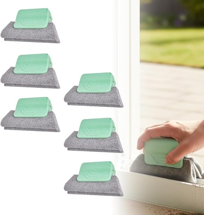 Magic Window Track Cleaner, 2026 New Window Groove Cleaning Brush Tools Set, Hand-held Window Track Cleaner Brushes Tools Set for Window lides Gaps Tile Lines Shutter Car Vents (6Pcs Green)
