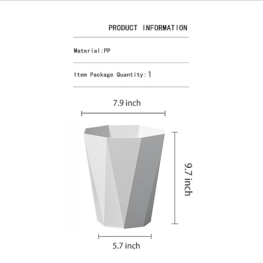 Bathroom Trash Can 1.8 Gallon Small Waste Basket Plastic Plastic Garbage Can for Dorm Office Bedroom Kitchen, 2 Pack White