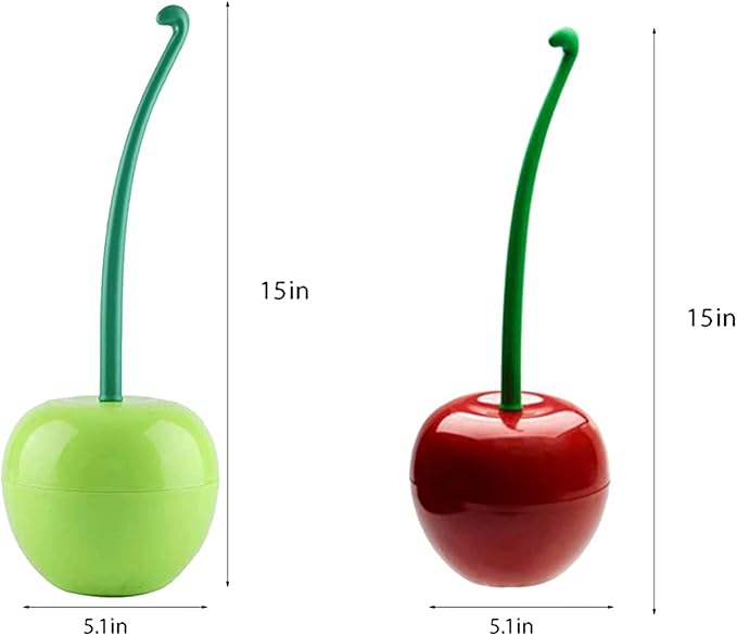 Cherry Toilet Brush and Holder Bathroom Funky Cute Toilet Brush Cherry Toilet Bowl Brush with Solid Handle and Durable Bristles for Bathroom Cleaning