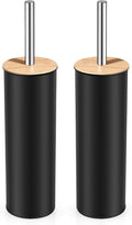 Compact Toilet Brush and Holder 2 Pack,SetStainless Steel Handle Toilet Brush,Deep Cleaning,Durable Nylon bristles,Splash-Proof Design(White&Black)