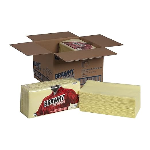 Georgia-Pacific Brawny Yellow Quarter-Fold Disposable Dusting Cloth by GP PRO, 24" Length x 24" Width, 29624 (Case of 4 Packs, 50 Cloths per Pack)