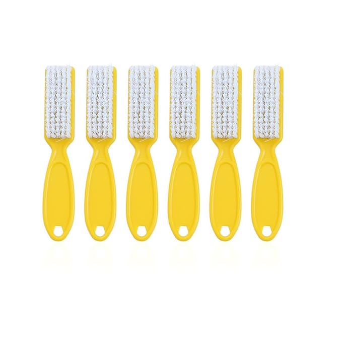 6Pcs Nail Brush for Cleaning Fingernails, Handle Grip Cleaning Brush for Nail and Toenail, Nail Dust Brush Manicure Pedicure Tools Scrubbing Brush Women Men Home Salon(Yellow)