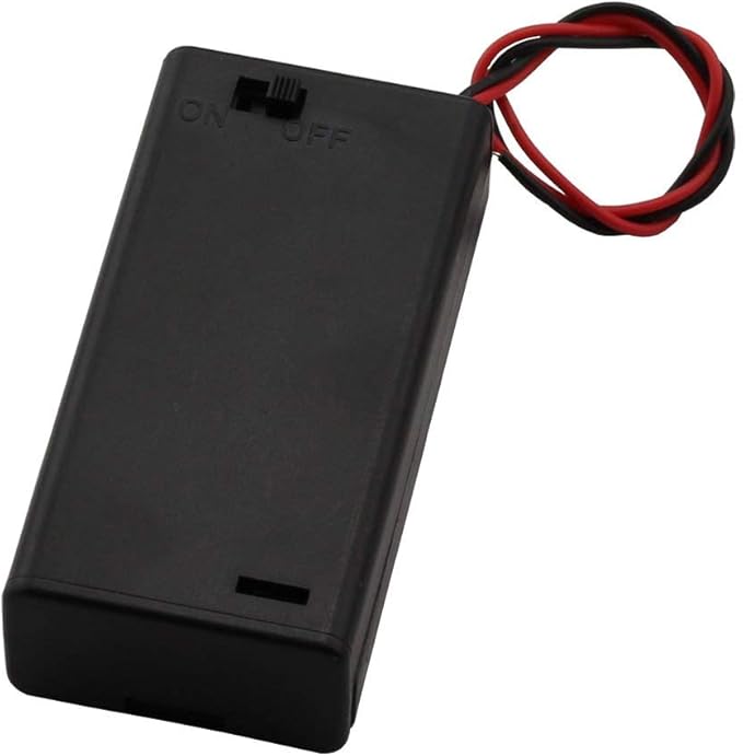 6 Pieces 2 Slots x 1.5V AA Battery Case Holder Battery Spring Clip Storage Box Wire Leads with On/Off Switch